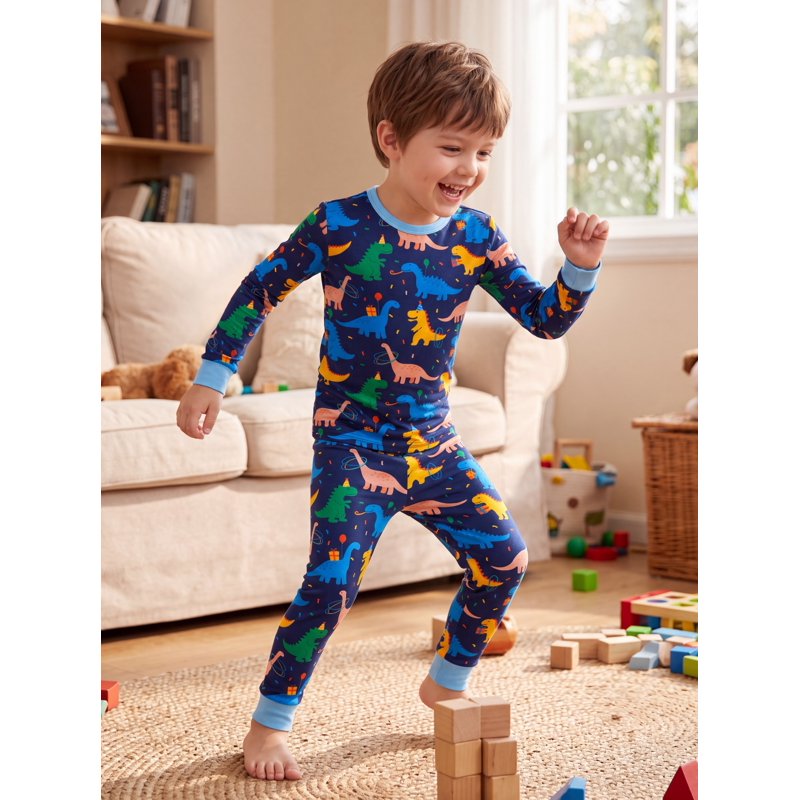 Toddler Boys Pajama Set 2T Deep Blue Snug Fit Viscose Bamboo Sleepwear