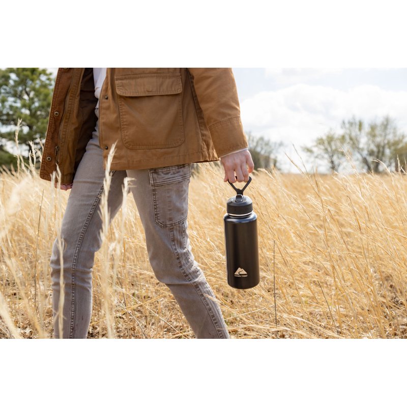 32 oz Stainless Steel Insulated Flip-Straw Water Bottle - Black, 3 Pack