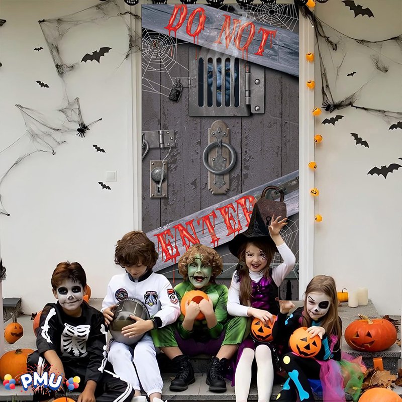 PMU Halloween Do Not Enter Door Cover - Spooky Halloween Decor, 1 Pack