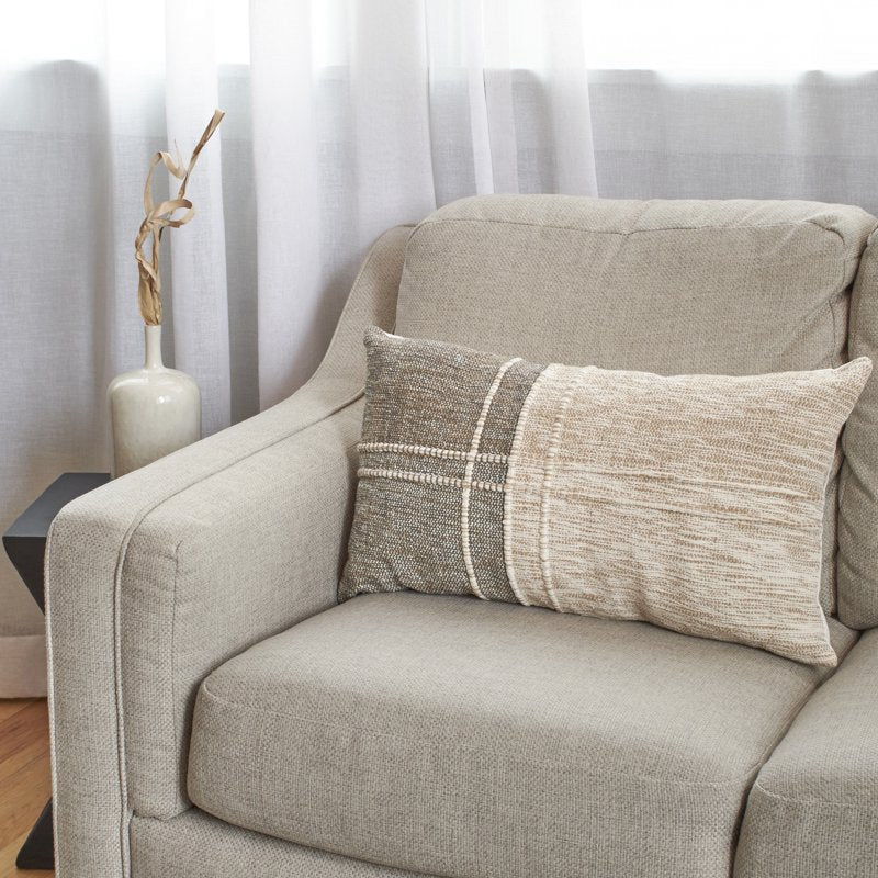 Neutral Patchwork Decorative Throw Pillow 14x24 Lumbar Support Cushion - Better Homes & Gardens Variation 1