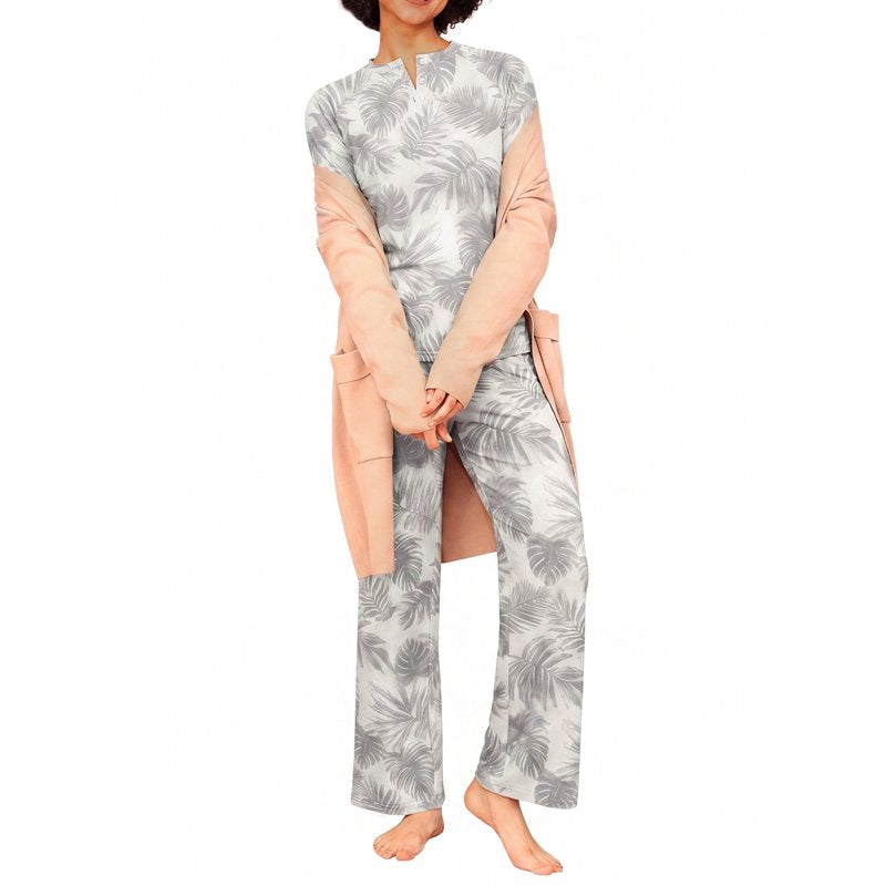 Couple Pajama Sets XL Monstera Pattern Soft Sleepwear for Women Men - Holiday Matching PJs