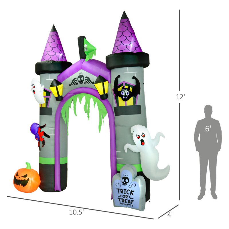 Halloween Inflatable Archway Ghost Pumpkin Spider with LED Lights - 11.8' Large Decor, Outdoor Indoor