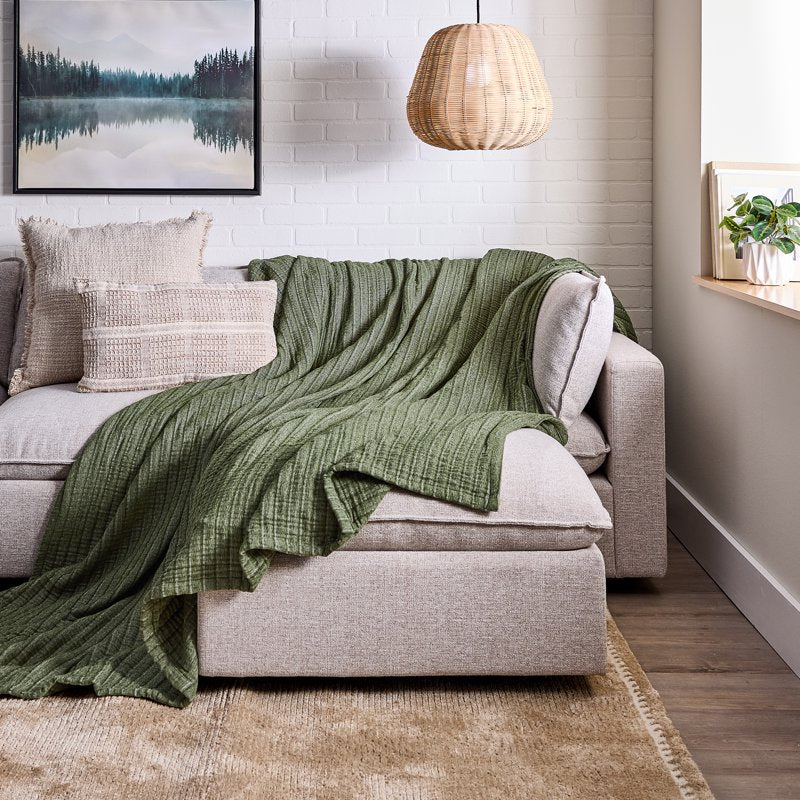 Full/Queen Size Chenille Gauze Bed Blanket - Cypress Tree Pattern, 90 x 96 in