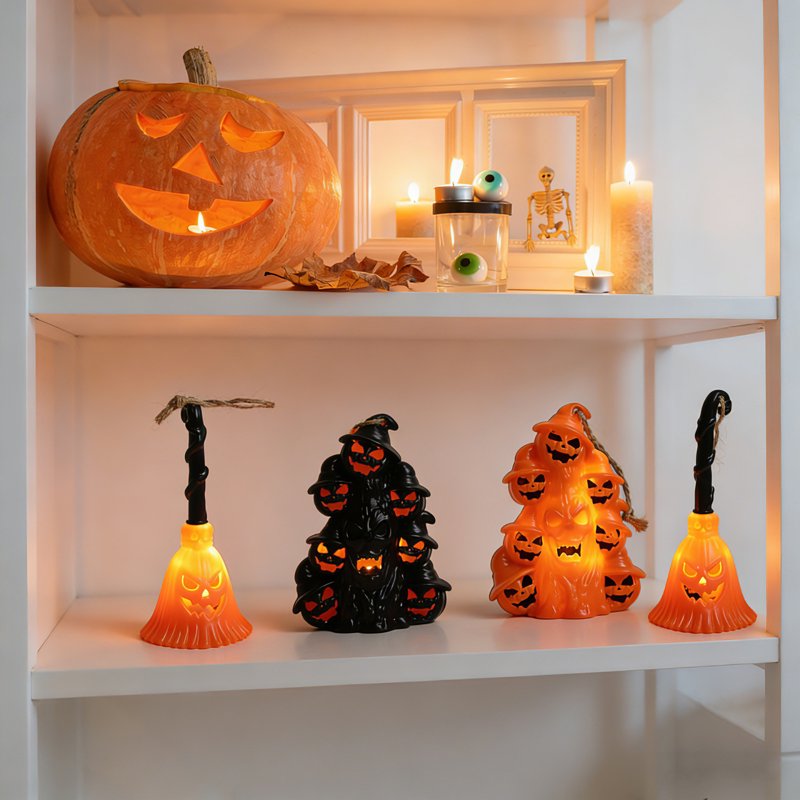 Halloween Pumpkin Witch Light Mini Candle Lamp - Orange Variation #349