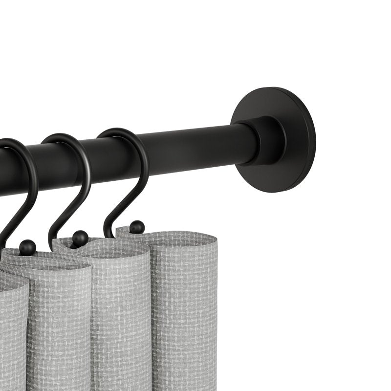 Adjustable Tension Shower Curtain Rod - Rustproof Aluminum, Matte Black, 43-72 Inches