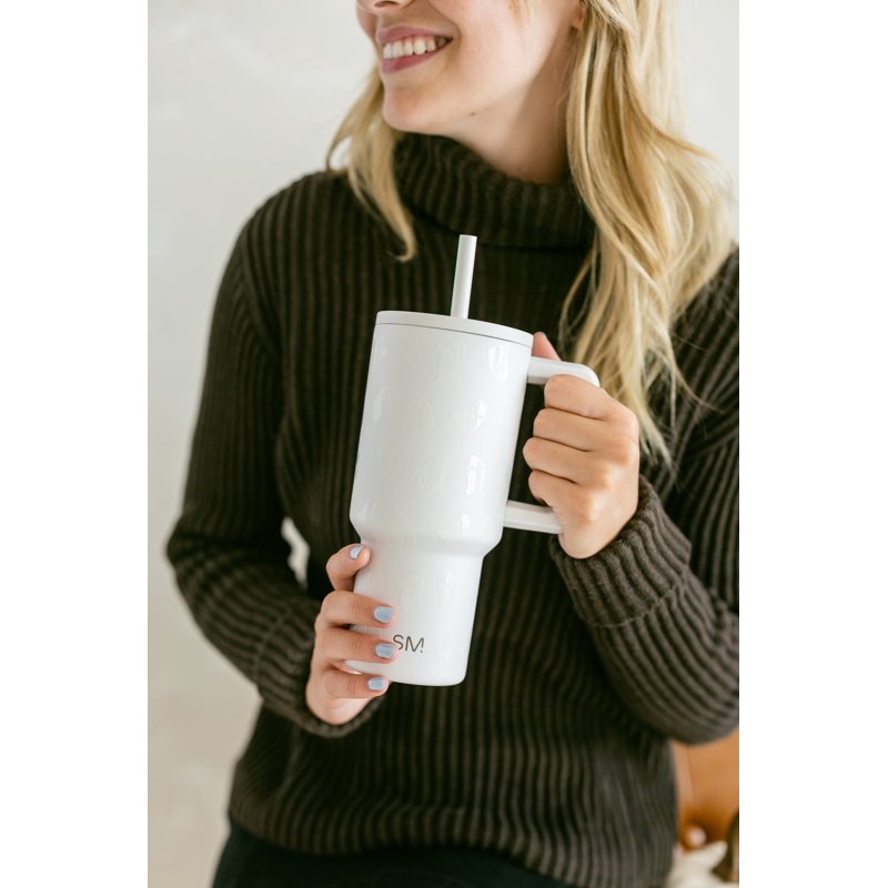 Insulated Stainless Steel Trek Tumbler with Straw Lid - Cute Ghosts