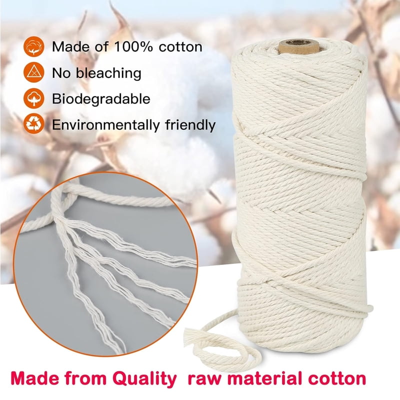 Purple 3mm Cotton Macrame Cord - 110 Yards Natural Rope for DIY Crafts, Wall Hangings, Plant Holders, Wedding Decor