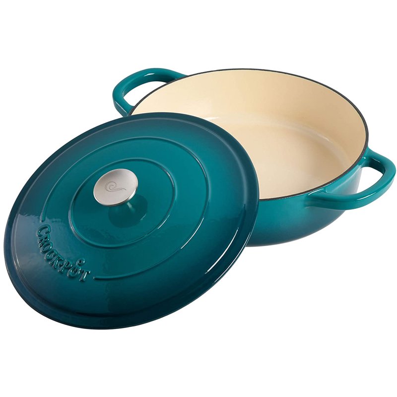 5-Quart Enameled Cast Iron Dutch Oven Cooker with Lid - Teal Ombre