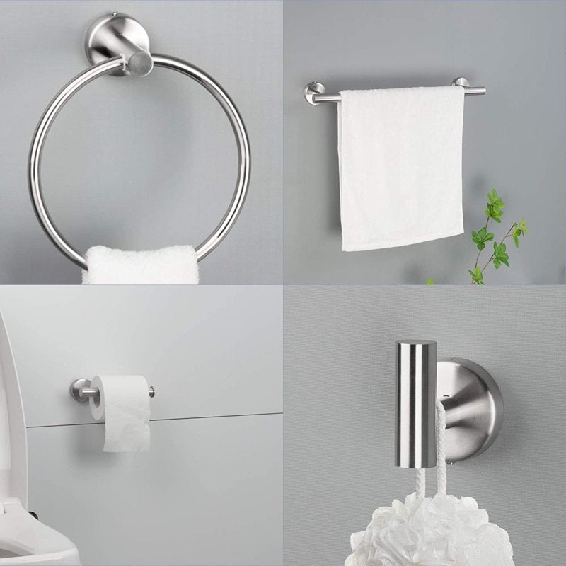 6-Piece Stainless Steel Bathroom Towel Rack Set Wall Mount - Rustproof & Modern
