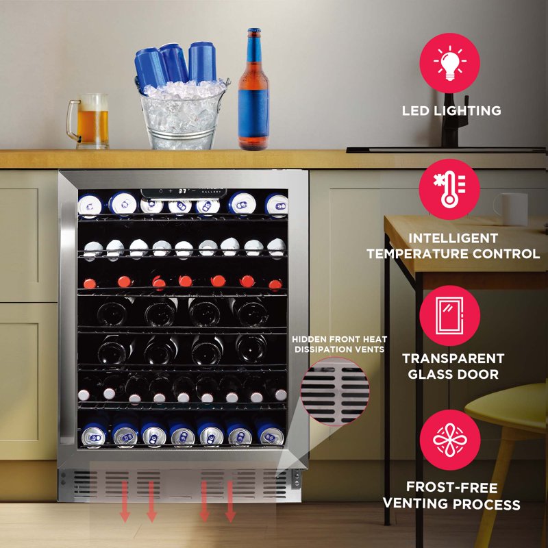 24" Beverage Refrigerator - Holds 166 Cans or 56 Bottles