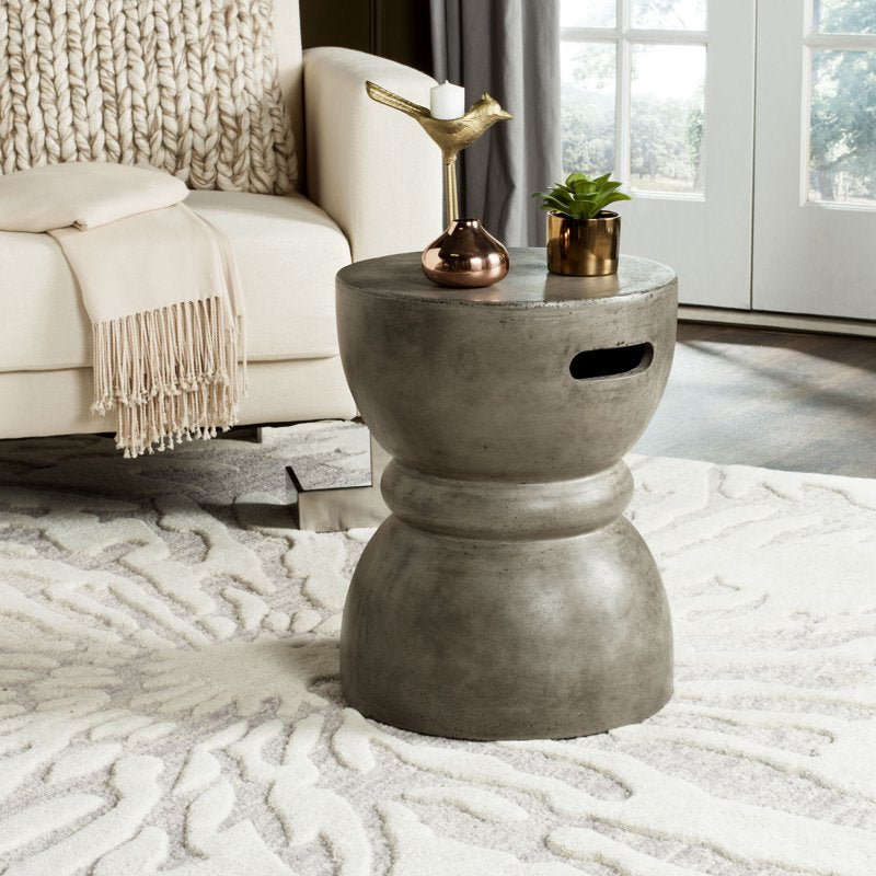 Outdoor Modern Concrete Round Accent Table - Multiple Colors