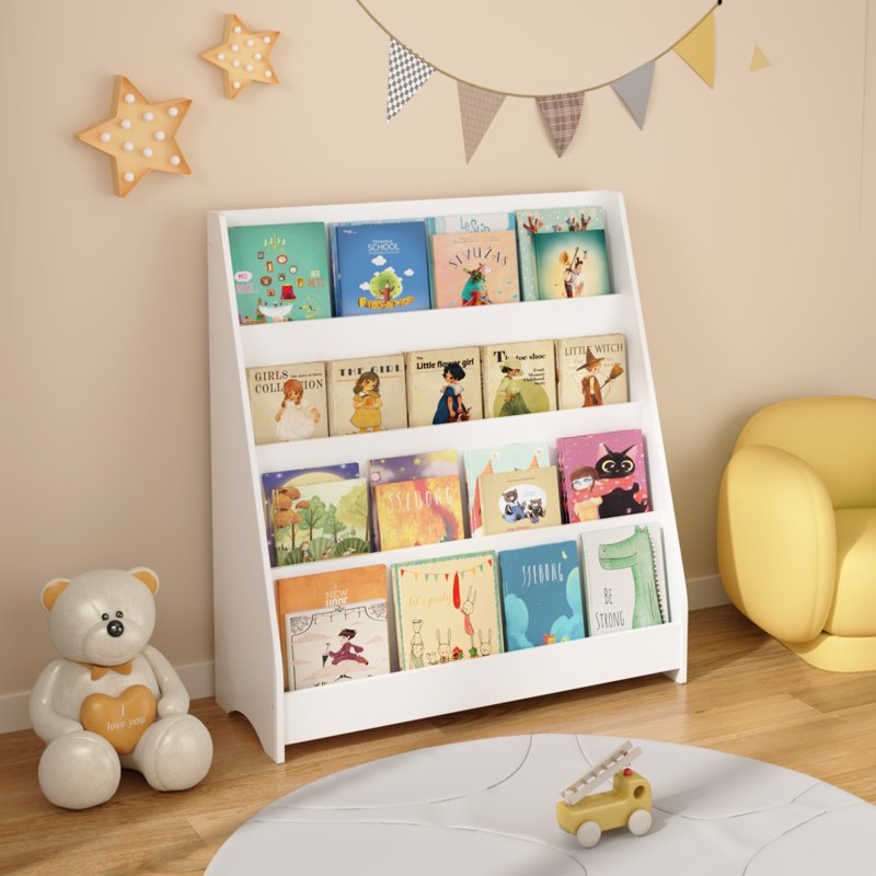 4-Tier Kids Bookshelf & Toy Organizer - Space-Saving Storage