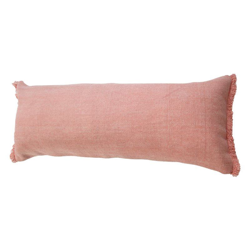 Ox Bay Rose Pink Solid Fringe Stonewash Lumbar Throw Pillow - 14x36 Inches Variation of THIS listing