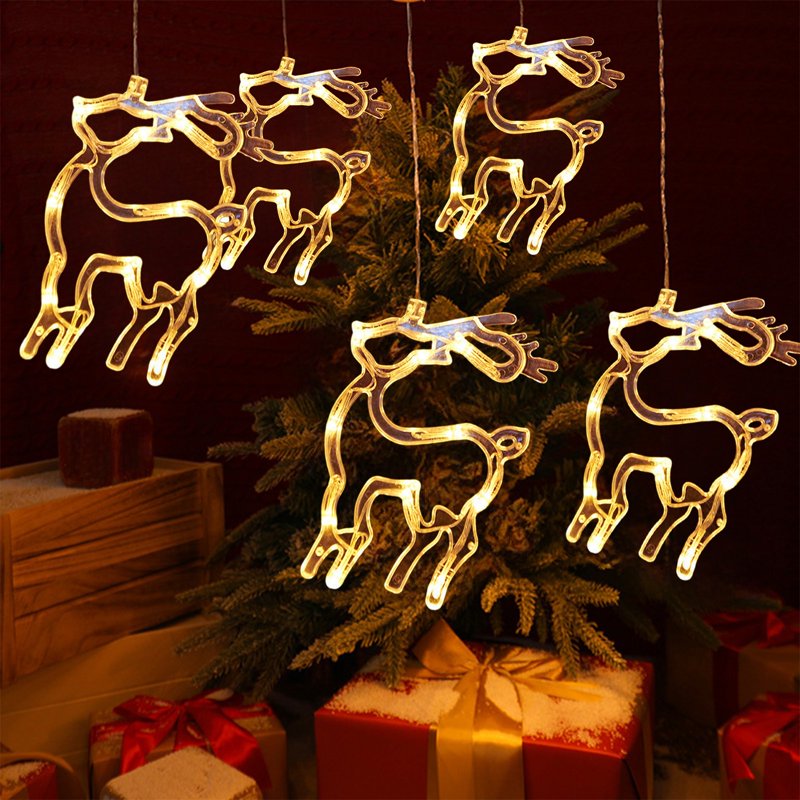 Battery Operated Christmas LED Window Lights with Suction Cup - Snowman & Tree - White B Variation B