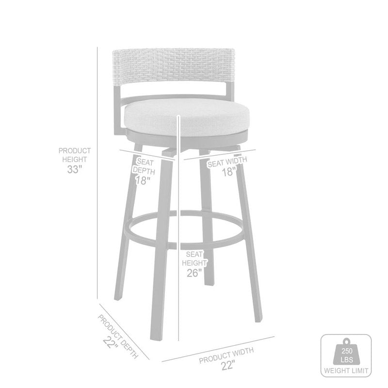 Encinitas 26" Aluminum Outdoor Counter Stool - Dark Gray/Black