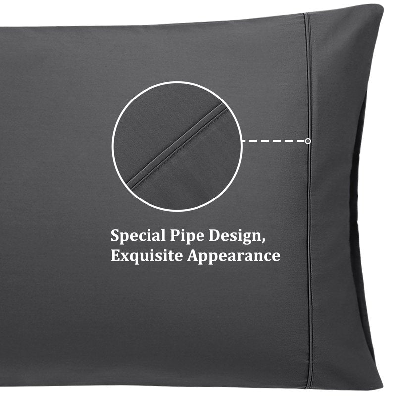 Dark Gray Cotton Body Pillow Cover with Zipper Closure 20x55 Inches