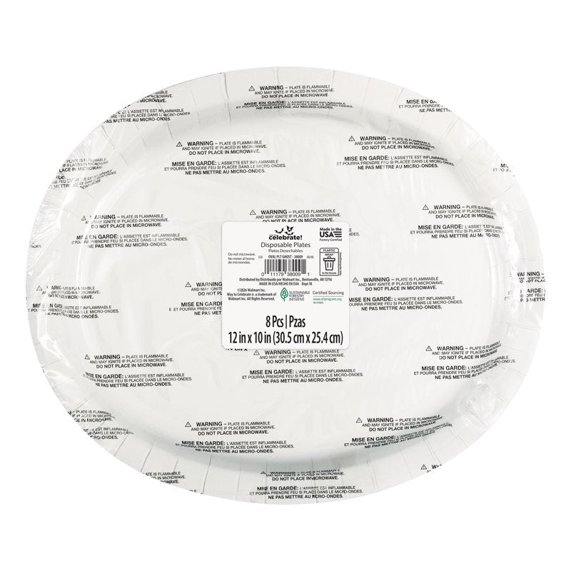 Pastel Ghosts Disposable Oval Plates - Halloween Party Tableware, 12x10 Inches, Pack of 8