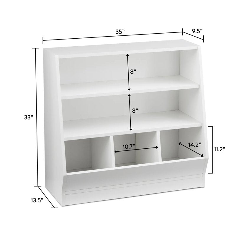 Kids Toy Storage Bin and Two Shelf Bookcase - Multi-Color Options