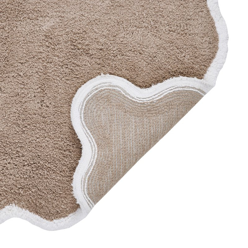 Cotton Bath Rug Taupe Whitney Scallop 20 x 32 Inches - My Texas House