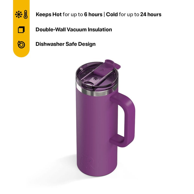 20 oz Insulated Travel Mug - Ceramic Lined, Leak-Resistant, Berry Jam