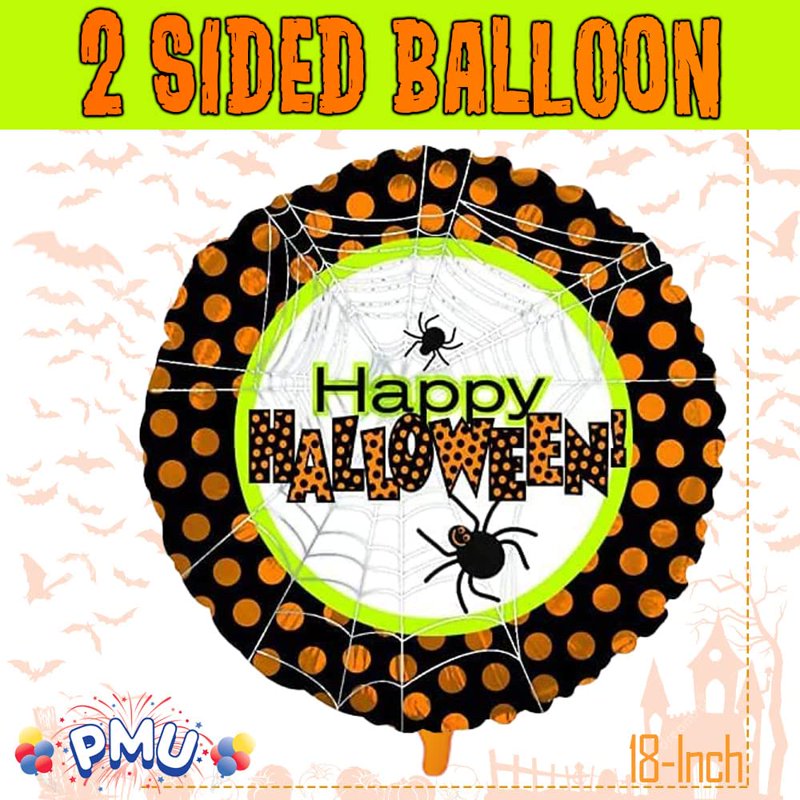 Halloween Spider Web Polka Dots Mylar Balloon Pack - 10 Count, 18 Inch