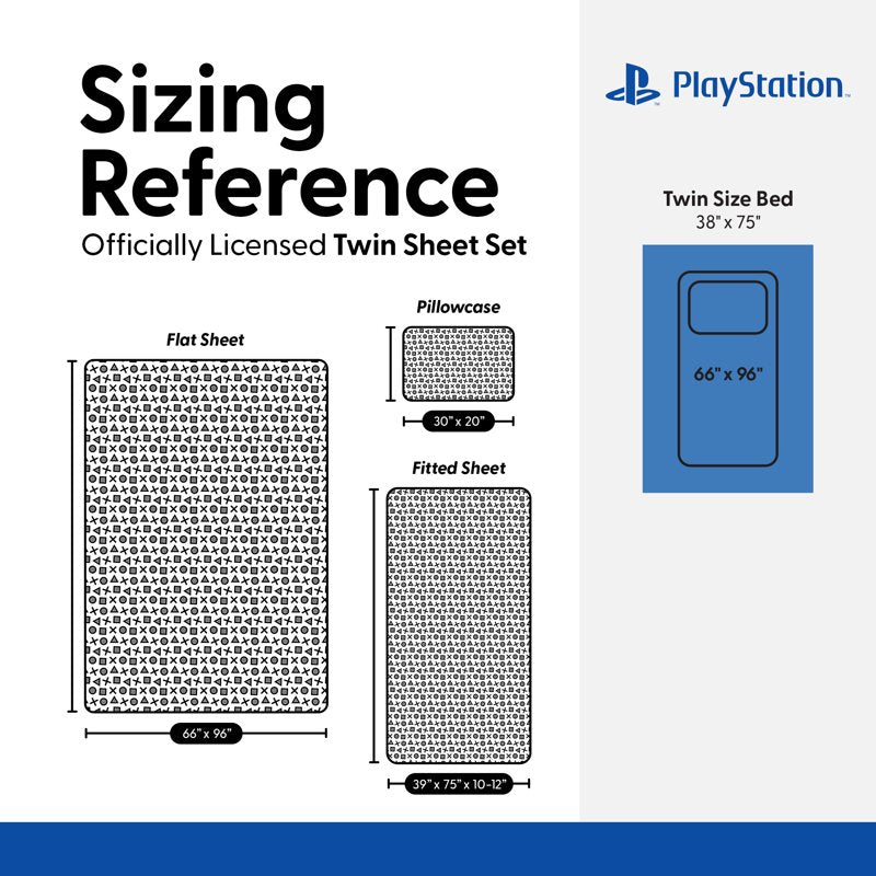 PlayStation Game On Player Twin Sheet Set - Black & White Controller Symbols