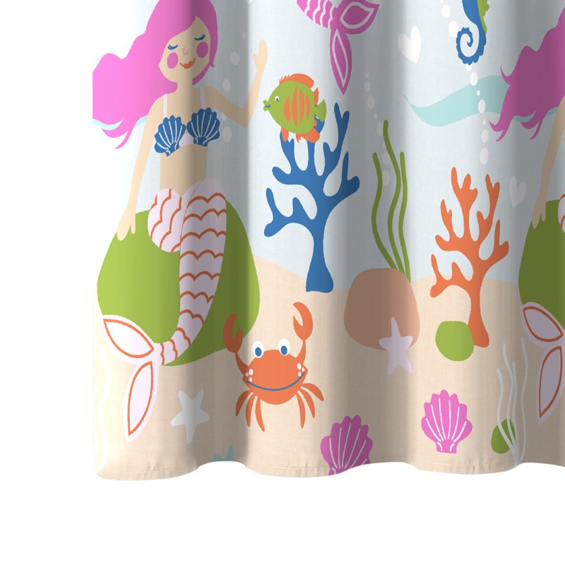 Mermaid Shower Curtain 72x72 Inches - Under the Sea Kids Bathroom Decor