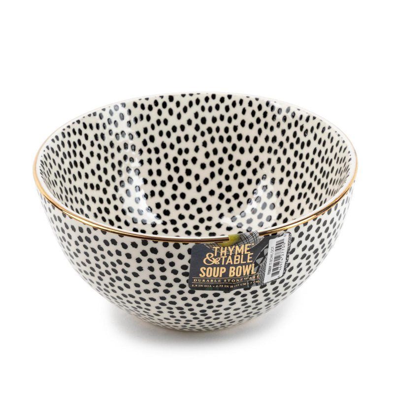 Dot Ceramic Bowls - Black & White, 2 Pack