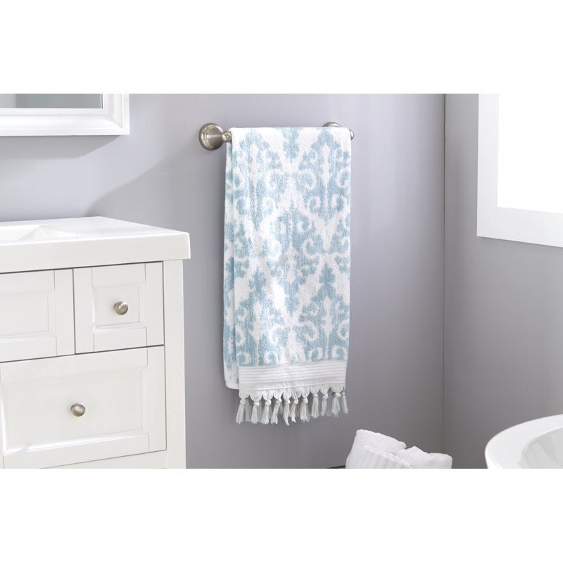 Mirage Fringe Aqua Bath Towel - 28 x 54 Inch Luxury Reversible Cotton