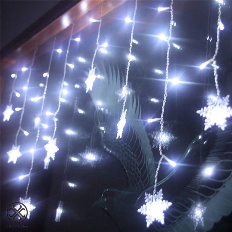 Morttic Christmas Snowflake Fairy String Lights - White 96 LEDs Holiday Decor