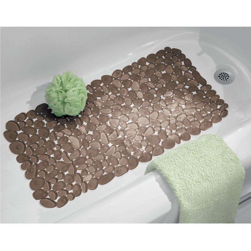 Yellow Plastic Non-Slip Bath Mat - 13.5 x 26 Inches - iDesign Pebblz