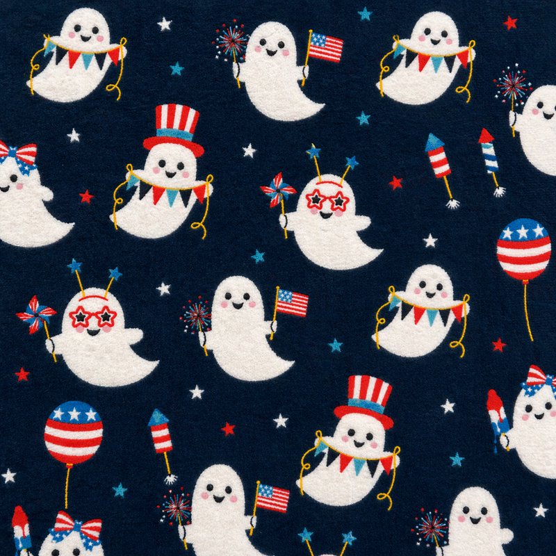 Patriotic Ghosts Plush Decorative Pillow - Summerween 18x18 Inch Throw Pillow