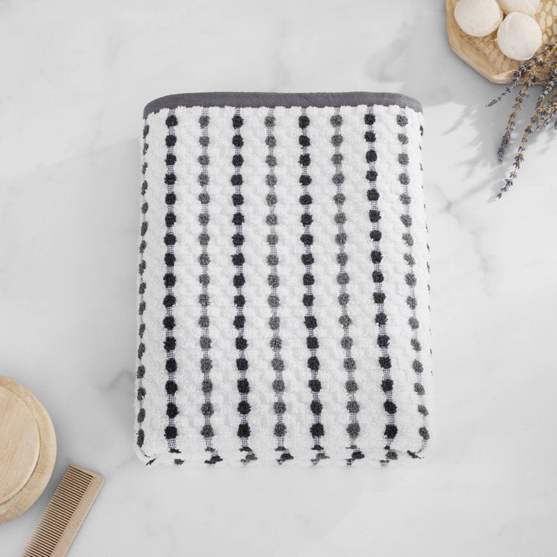 Mainstays Performance Bath Towel Grey Dot 54 x 30 Inches - Soft Absorbent & Quick-Drying