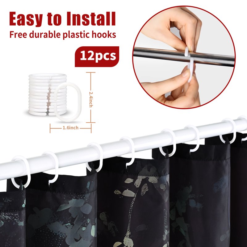 Halloween Shower Curtain with Hooks - Black Ghost Waterproof Bathroom Decor - Halloween 8