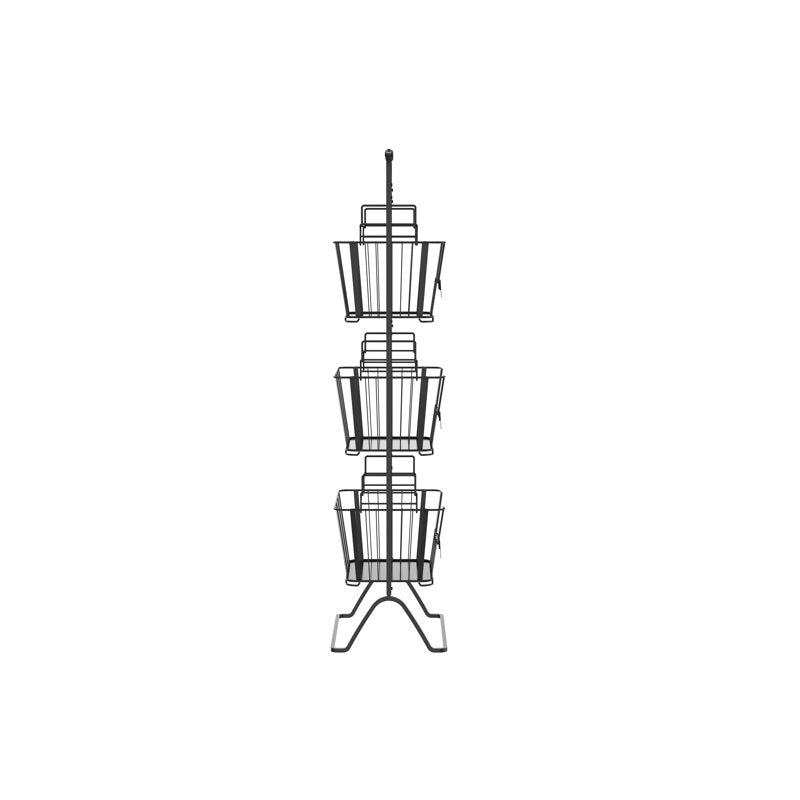 3-Tier Metal Wire Storage Basket Stand with Removable Baskets - Black