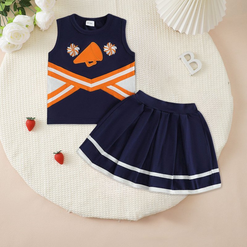 Toddler Girl Cheerleader Outfit Set - Shirt and Skirt Halloween & Sports