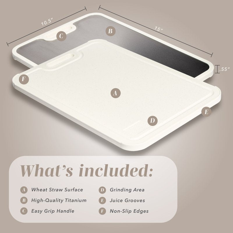 Double-Sided Titanium Chopping & Cutting Board - Cream