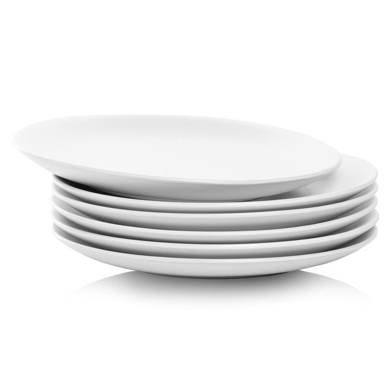 Matte White Coupe Stoneware Dinner Plates - Set of 6