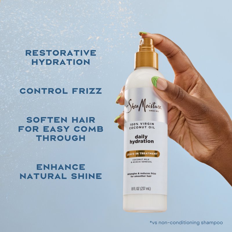 Virgin Coconut Oil Leave-In Hair Conditioner for Frizz Control, 8 fl oz