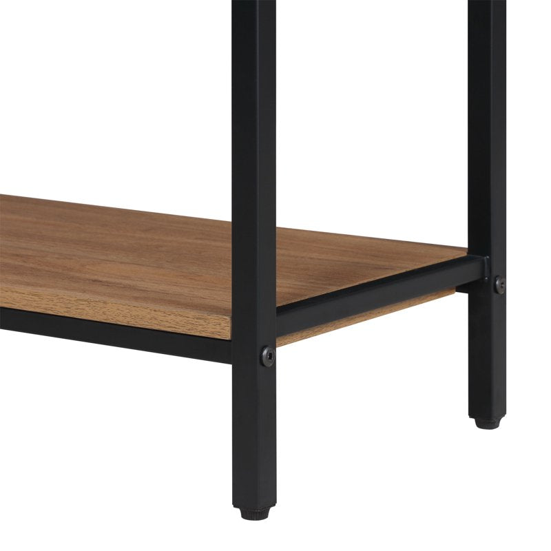 5-Shelf Metal and Wood Open Bookcase - Warm Walnut Finish