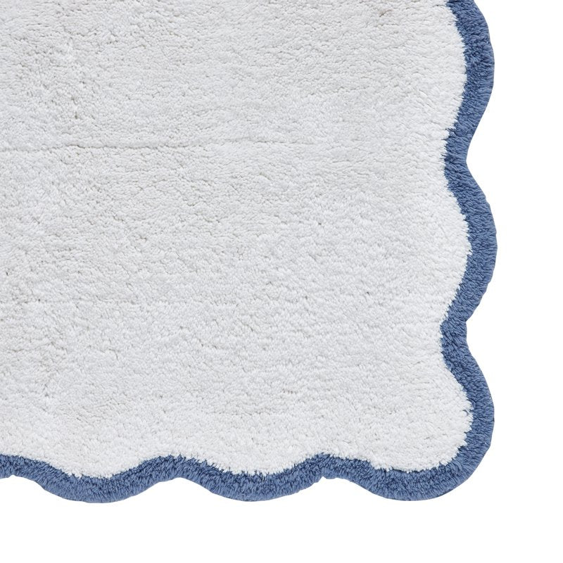 Cotton Bath Rug Runner - My Texas House Whitney Blue Scallop, 24 x 60 in