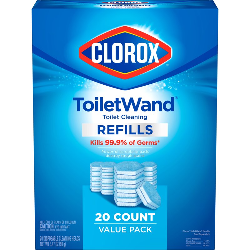 6 Pack ToiletWand Disinfecting Cleaning Refills with Preloaded Clorox Cleaner - Removes Hard Water & Lime Stains