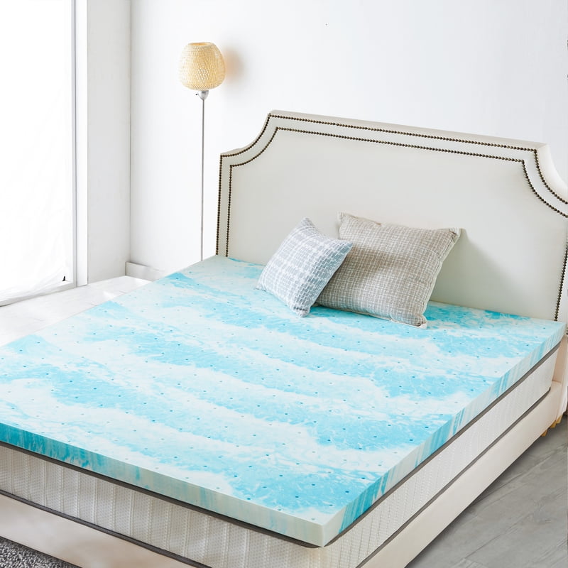 EDX Twin Size 3-Inch Gel Memory Foam Mattress Topper - Blue, CertiPUR-US Certified