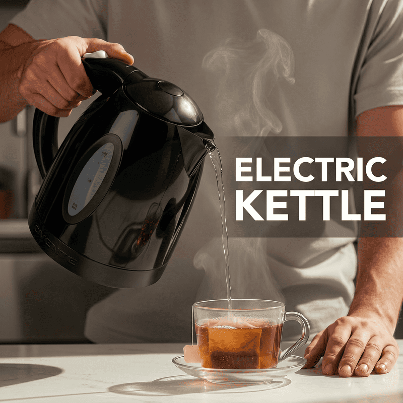 Electric Kettle 1.7L - Fast Boiling 1100W, Black, BPA-Free