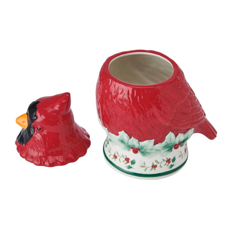 Cardinal Cookie Jar - Winterberry Holiday Decor, 10 in