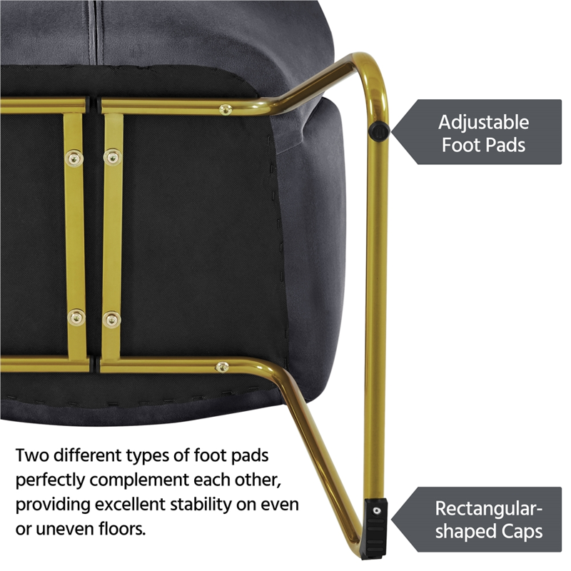 Glam Velvet Accent Chair with Gold Metal Legs - Dark Gray