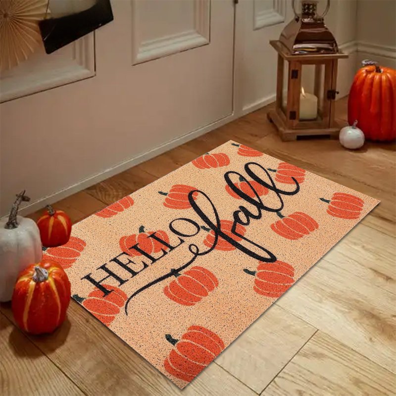 Halloween Thanksgiving Orange Doormat - Fall Absorbent & Non-Slip Rug, 23.62x15.74in - Holiday Decor, MPOISVA