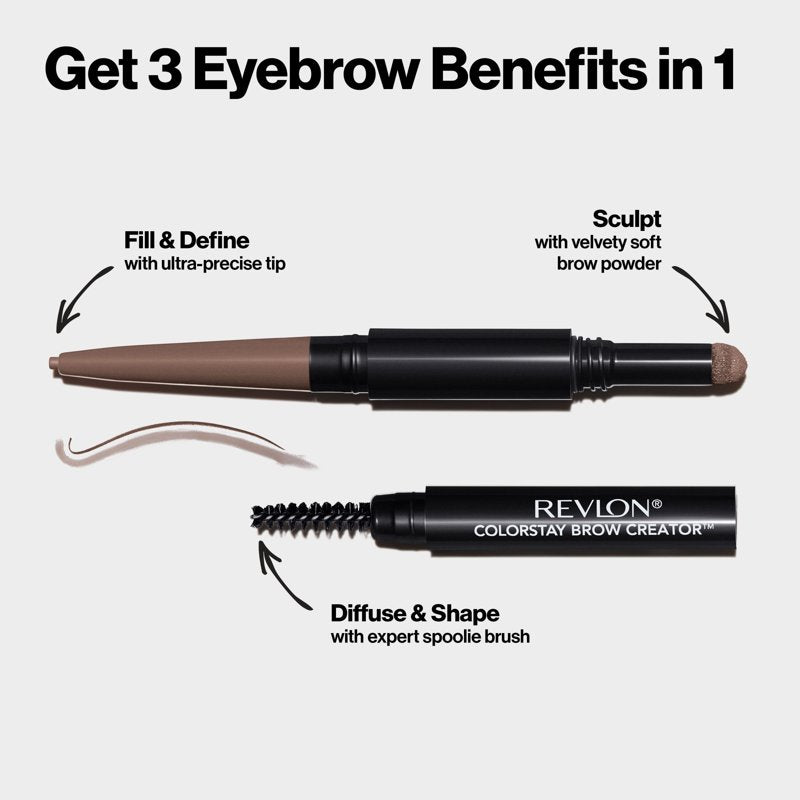 2-in-1 Waterproof Eyebrow Pencil and Powder Duo with Spoolie Brush
