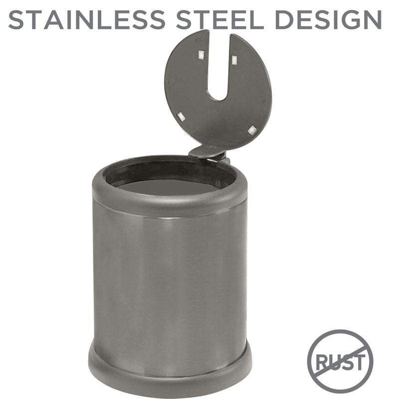 Self-Closing Toilet Brush and Holder Set - Grey, 2 Pack | Hygienic Stainless Steel Design