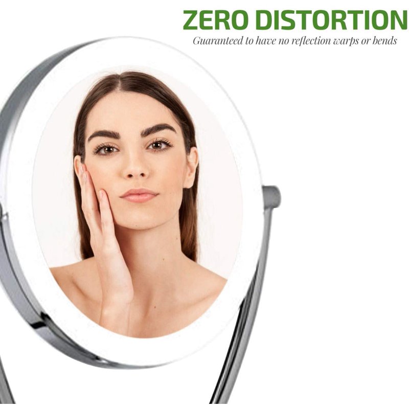 7.5-Inch LED Lighted Makeup Mirror, 1x/5x Magnification Tabletop Vanity Mirror